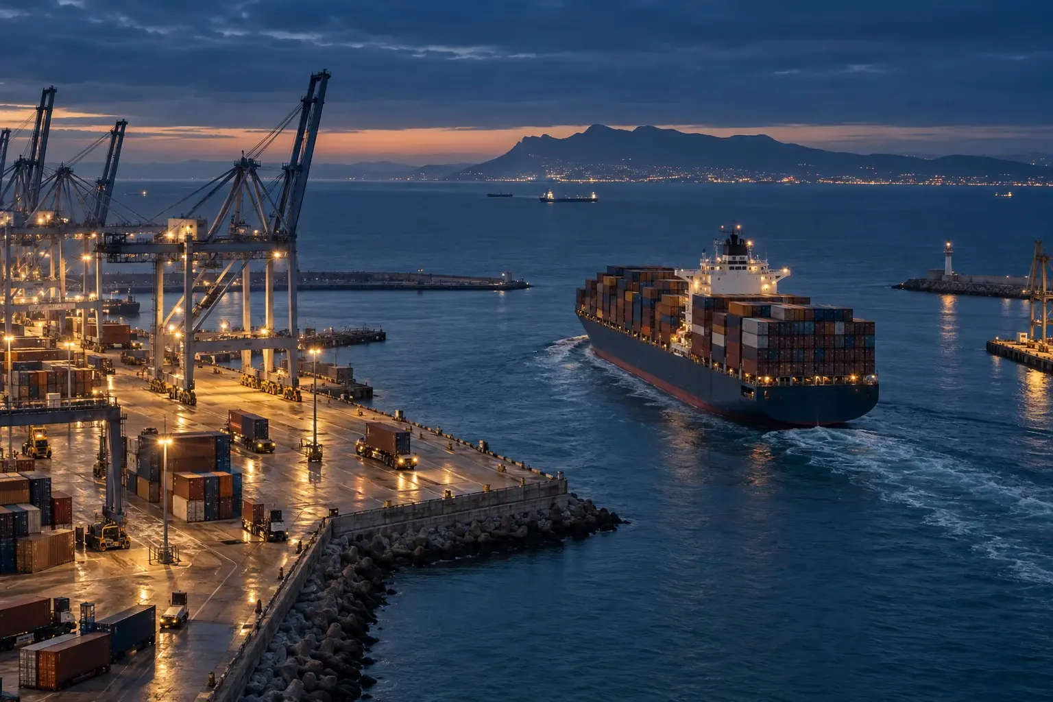 Illustrative port logistics between Morocco and Europe